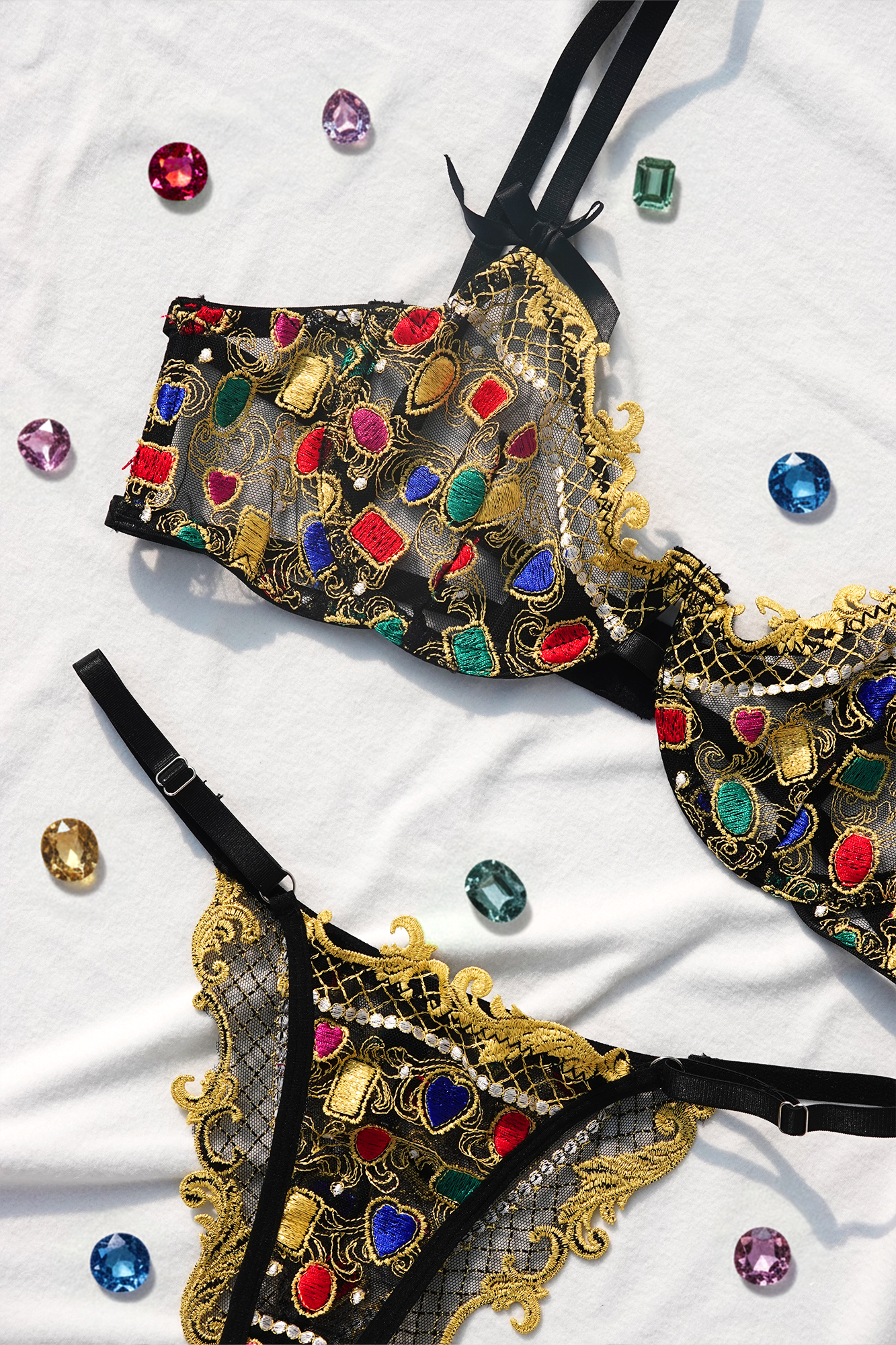 Gem Embroidered Lingerie