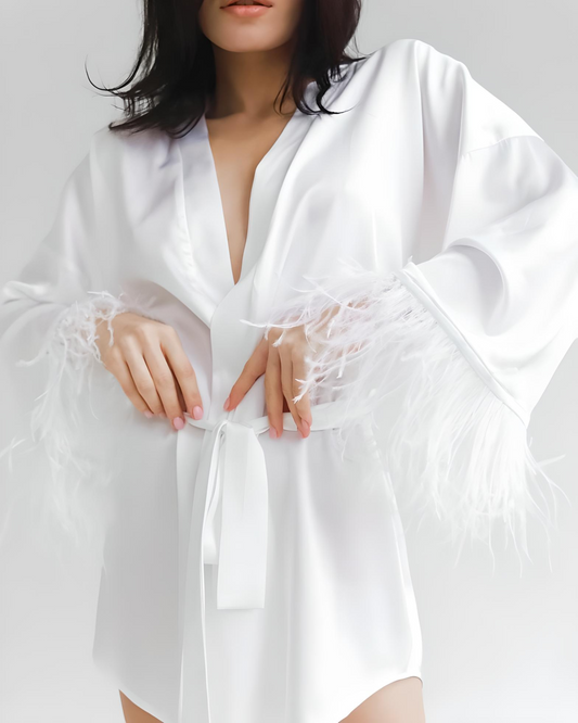 Feather Robe in White