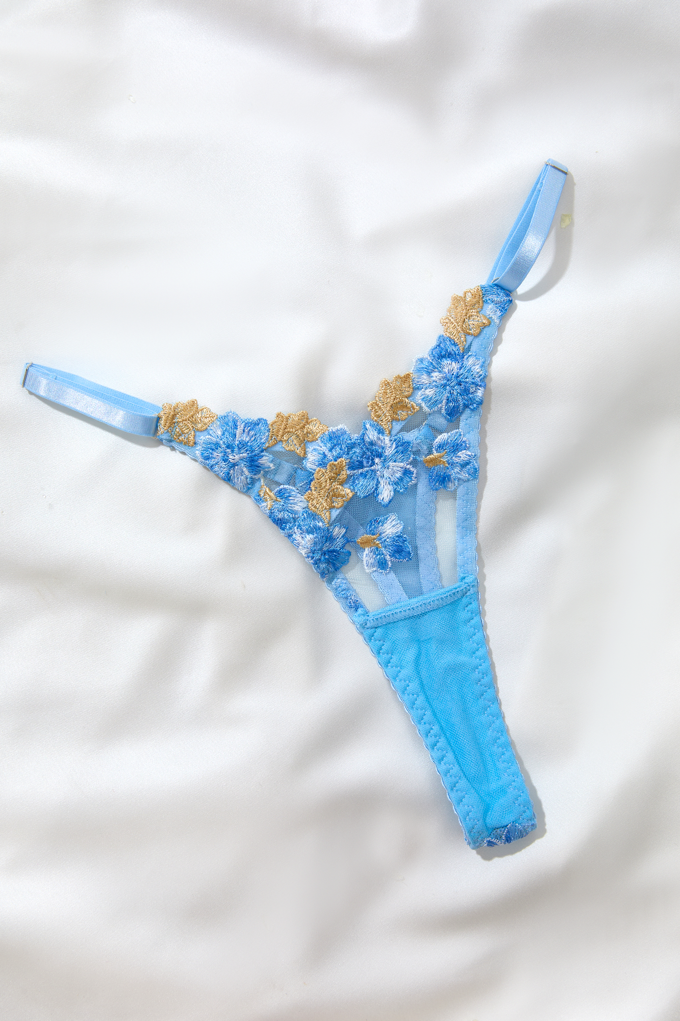 Light Blue Embroidered Lingerie for Women