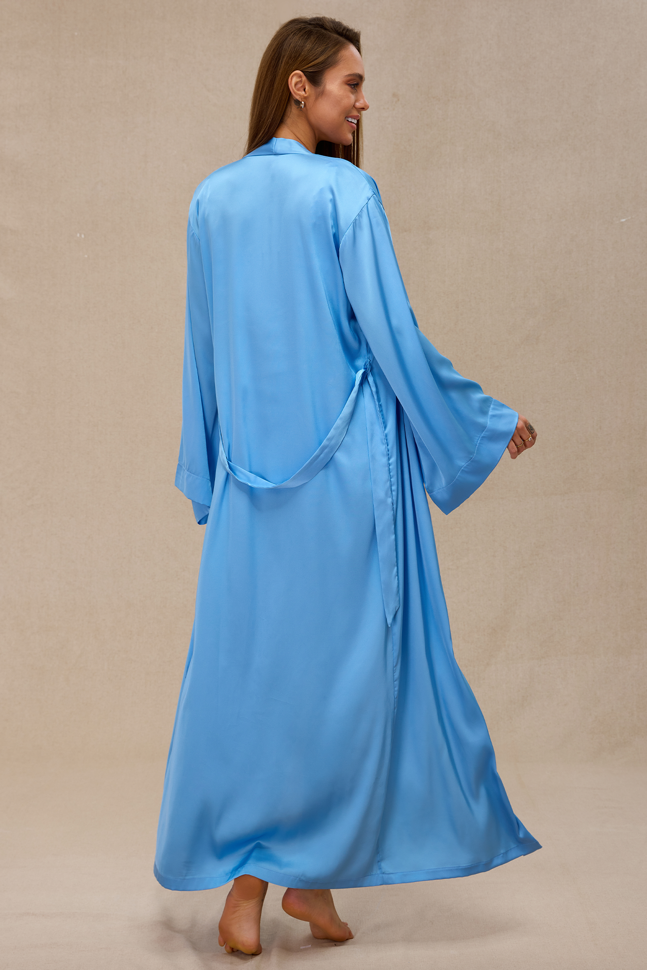 full length long blue robe