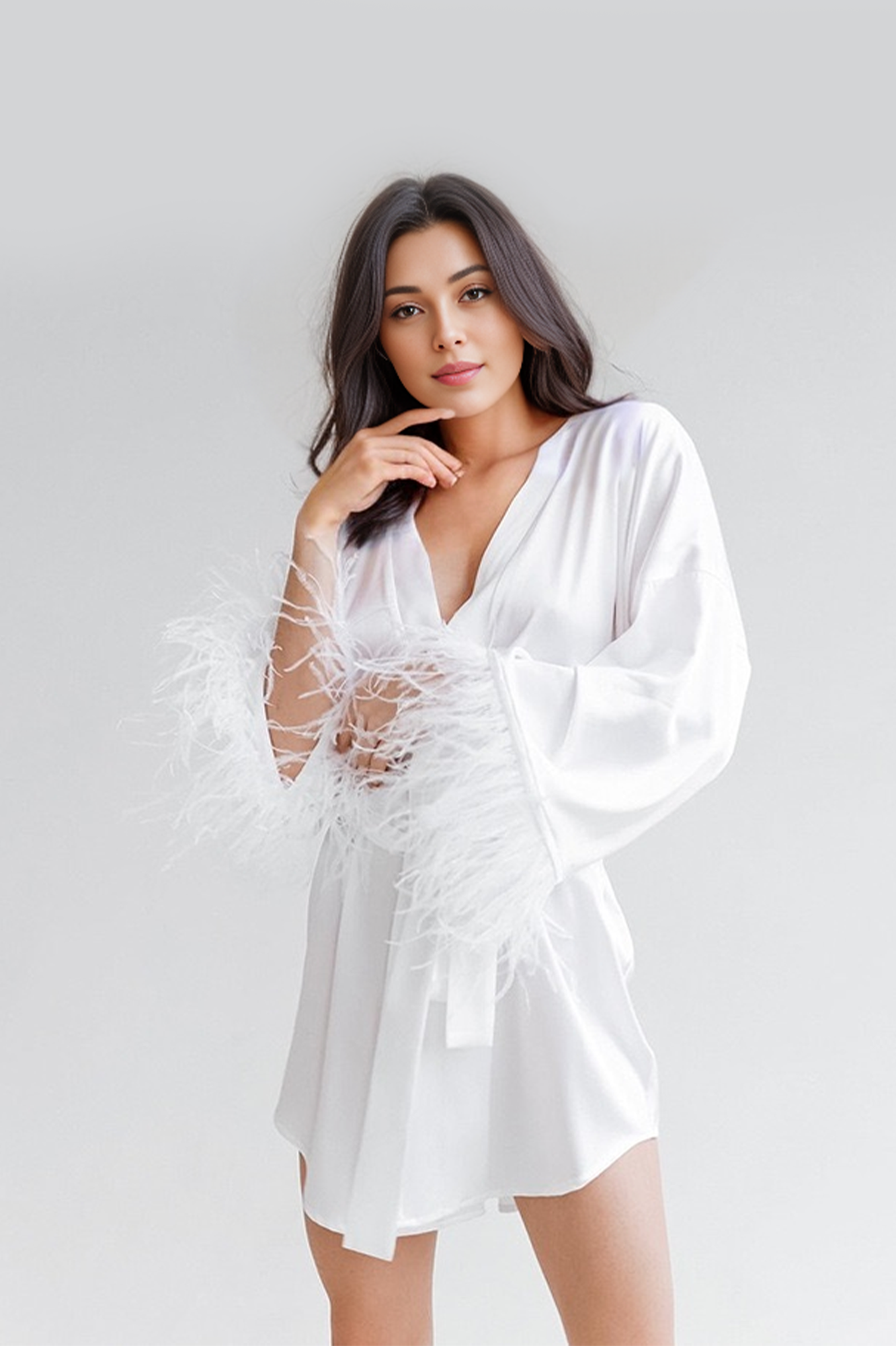 Feather Robe in White