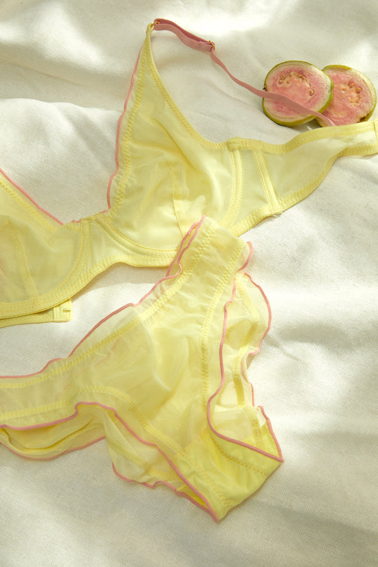 Yellow Sheer Lingerie| Yellow Bra and Panty Set – Moxy
