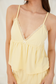 Yellow camis and shorts loungewear set with lace trim