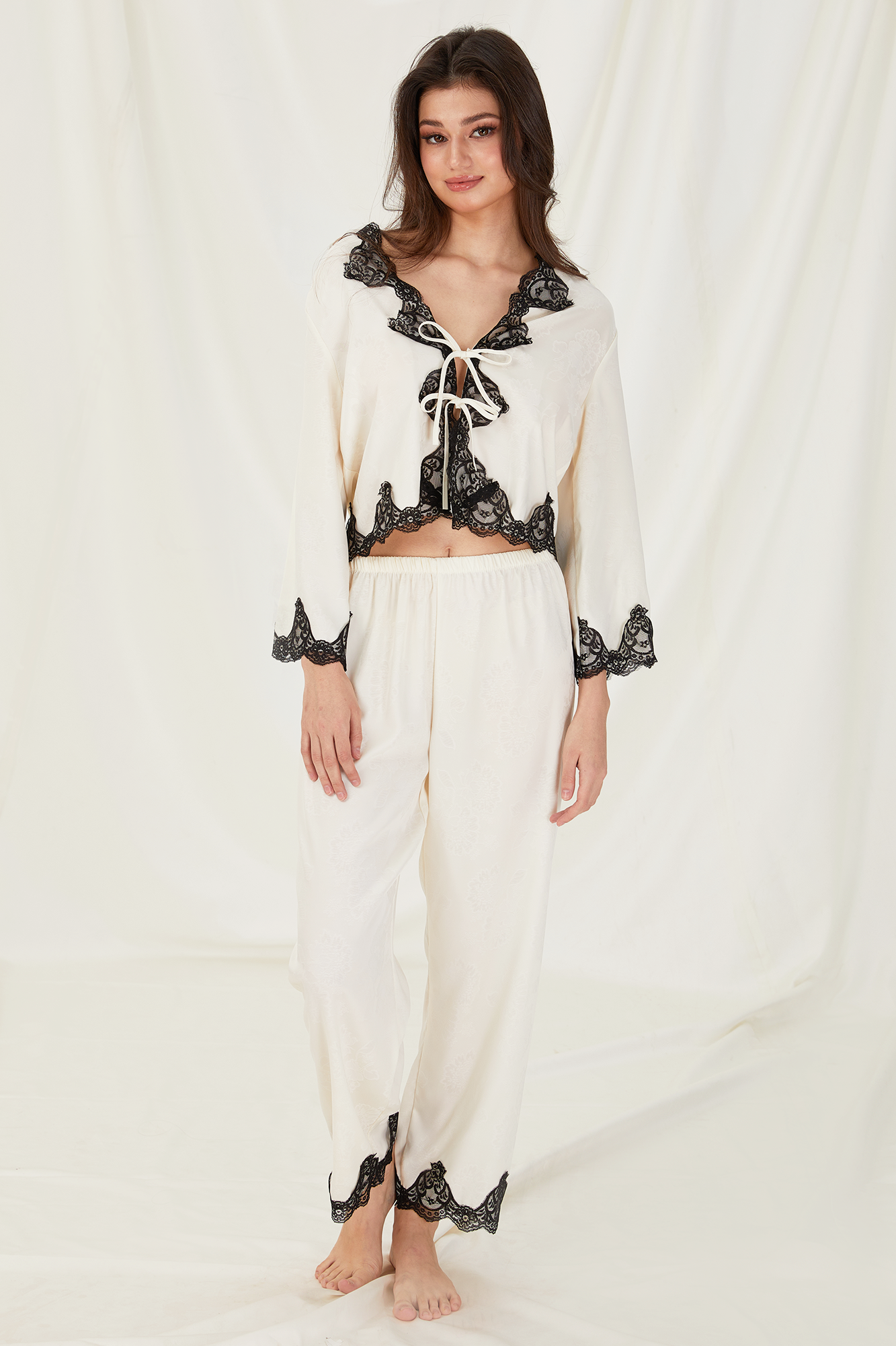 Bridal satin sleepwear set full length