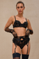 Black sheer lingerie set with floral embroidery and sequin detail