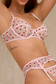 Pink mesh with red heart embroidery
