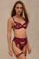 Sexy red lingerie with with gem and lace