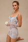 White lace lingerie slip with blue bows