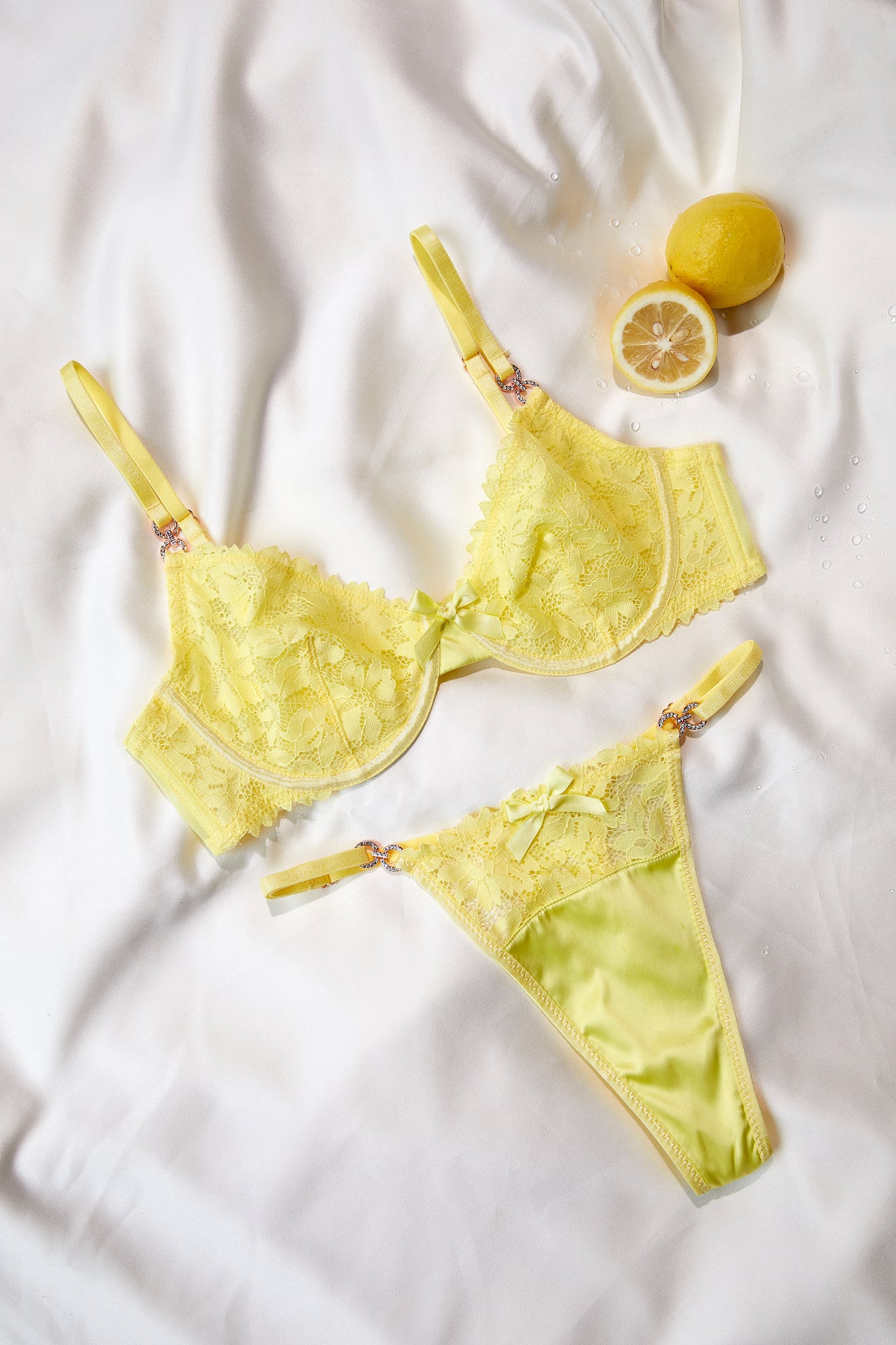 Yellow bra and thong set