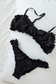 Black Silk Ruffled Bralette and Underwear Set