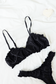 Black Silk Ruffled Bralette and Underwear Set