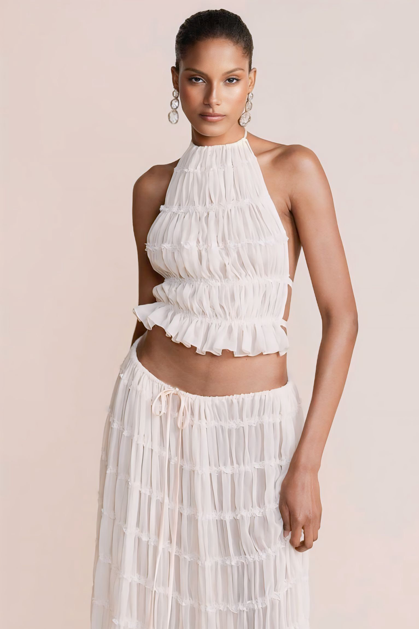 White Co-ord Maxi Skirt Set