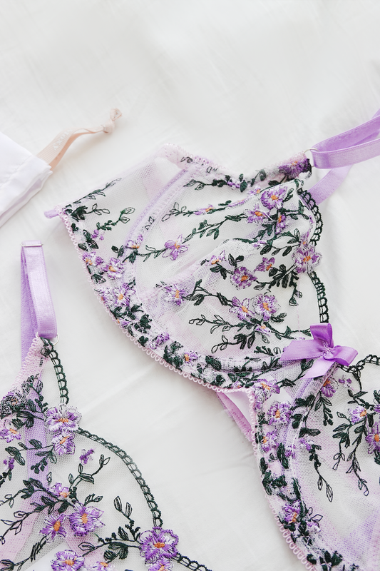 Purple Flower Underwear Set