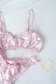 Pink Silk Ruffled Bralette Underwear Set