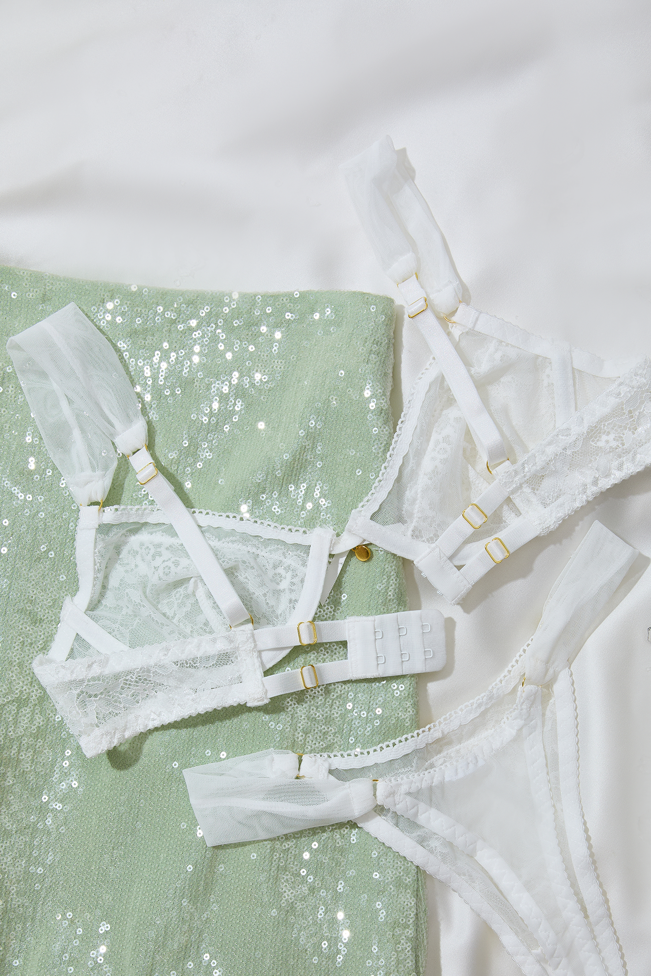 white mesh bra set