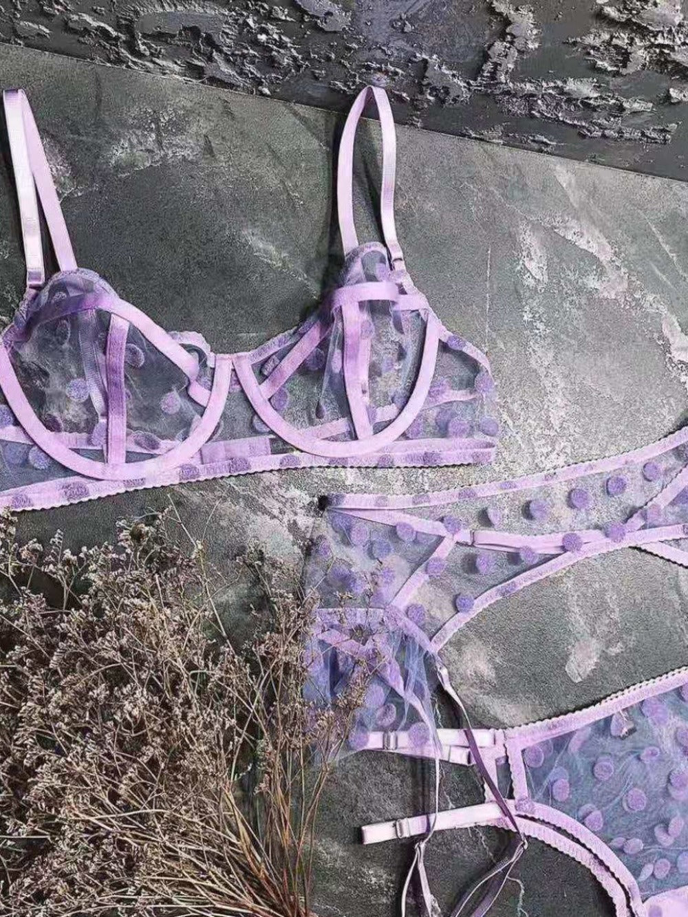 Lavender Polka Dot Lingerie-Moxy Intimates