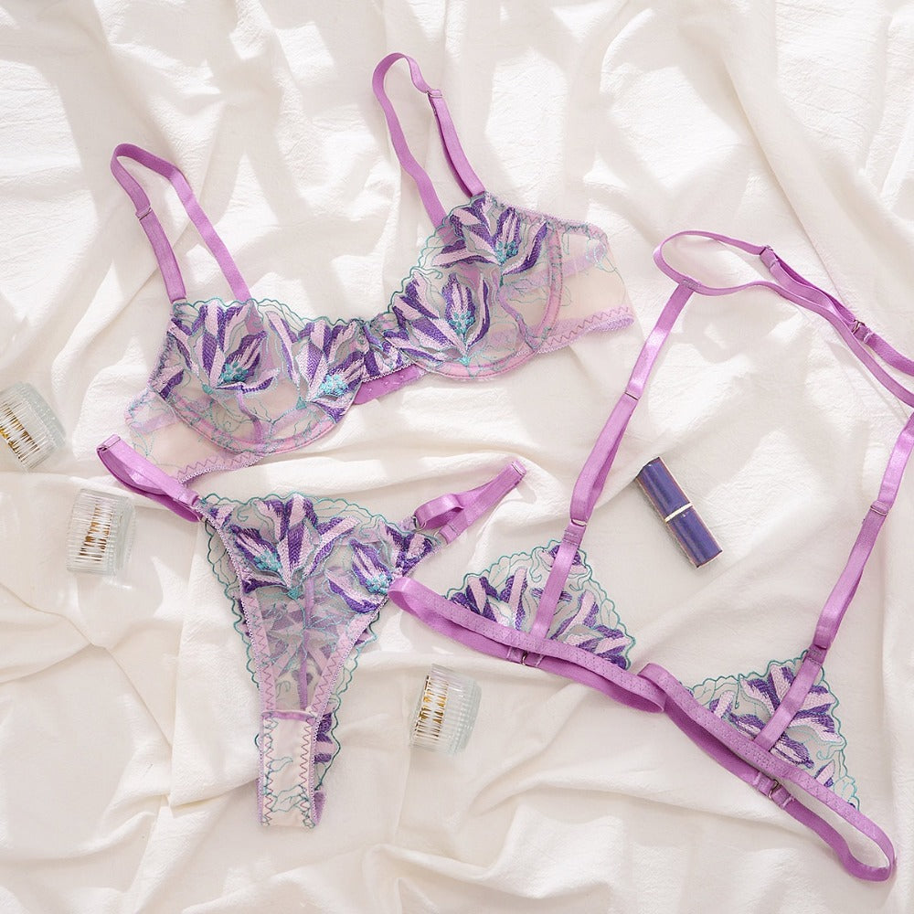 Lolita Lilac Natural Silk Lingerie Set, Pastel Lilac Bra With Lilac Lace  and Lilac Panties, Intimates Lingerie Set, Stylish Women's Lingerie -   Canada