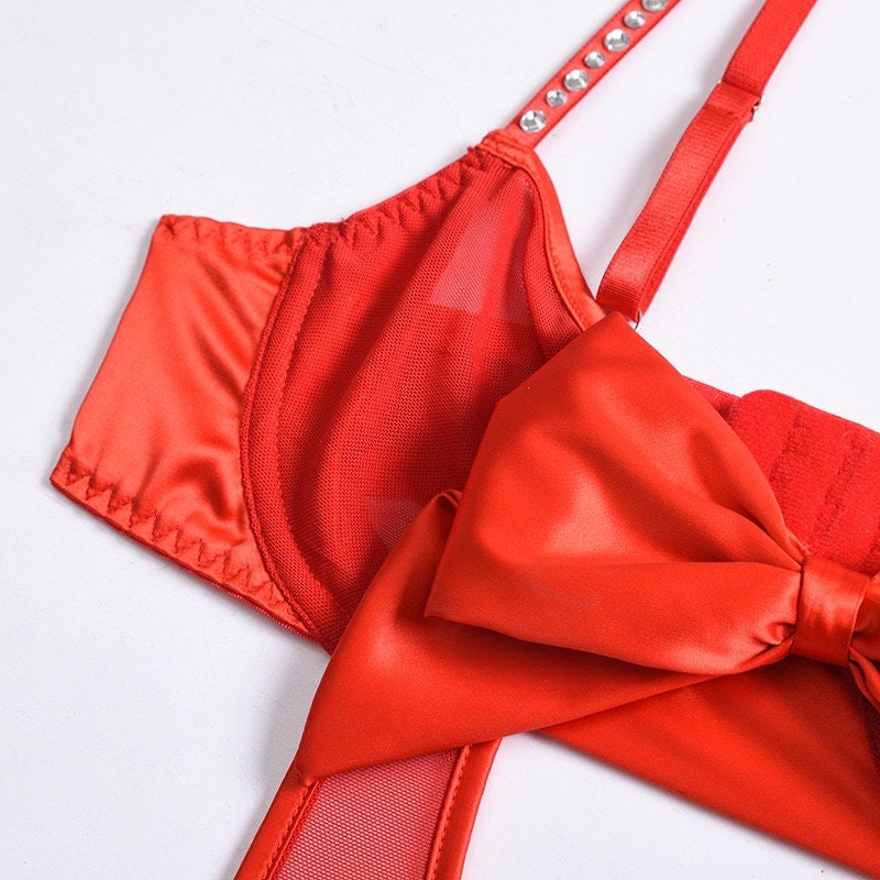 Red Bow Bodysuit Teddy-Moxy Intimates