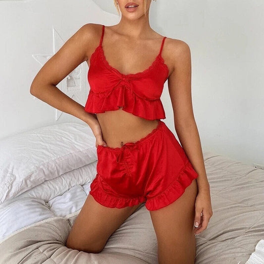 Red Satin Pajama set-Moxy Intimates