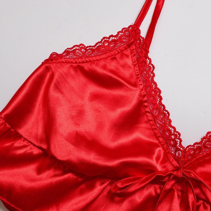 Red Satin Pajama Set